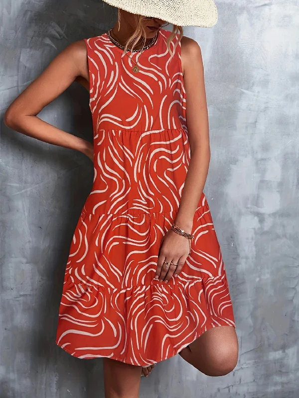 Kieran Printed Round Neck Sleeveless Dress