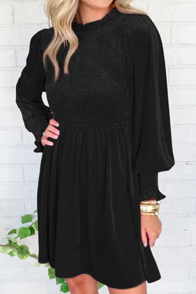 Blakely Smocked Round Neck Long Sleeve Dress