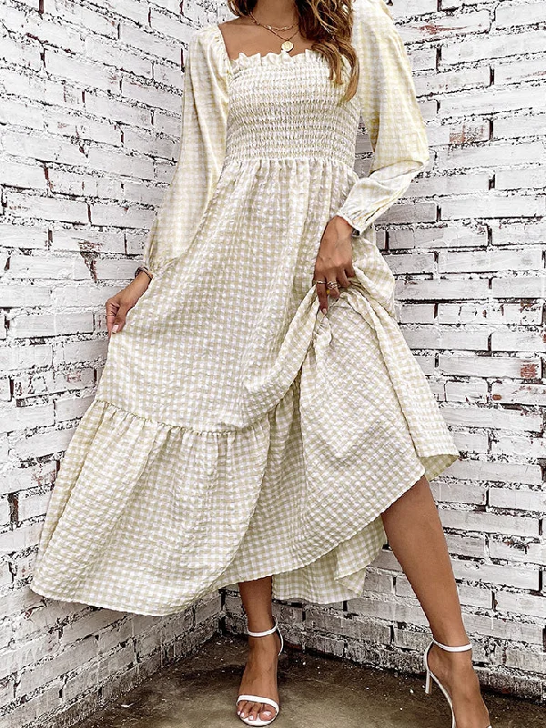 Isabella Smocked Square Neck Long Sleeve Dress