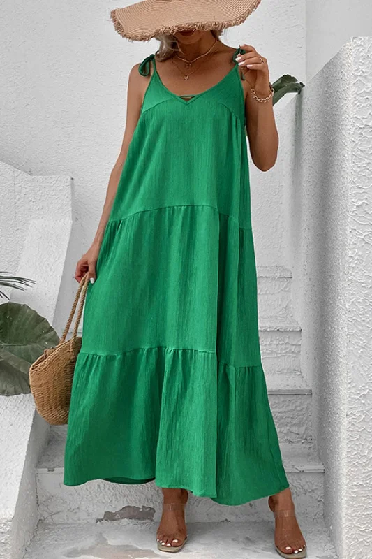 Hope Tie-Shoulder Tiered Maxi Dress