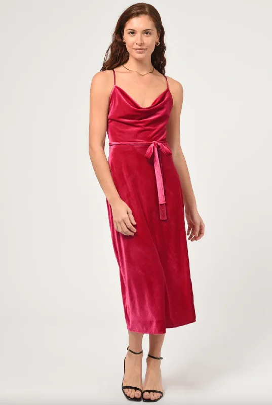 Zana Pink Velvet Cowl Neck Slip Dress by Adelyn Rae